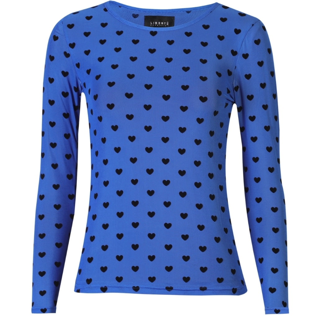 LIBERTÃ dame bluse MESH - ELECTRIC BLUE BLACK FLOCK HEART